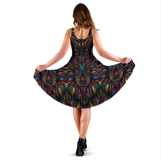 Colorful Art Wolf Sleeveless Mini Dress