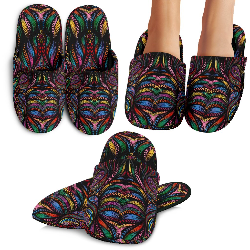 Colorful Art Wolf Slippers