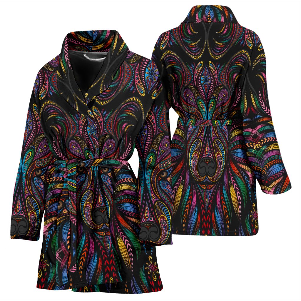 Colorful Art Wolf Women Bath Robe