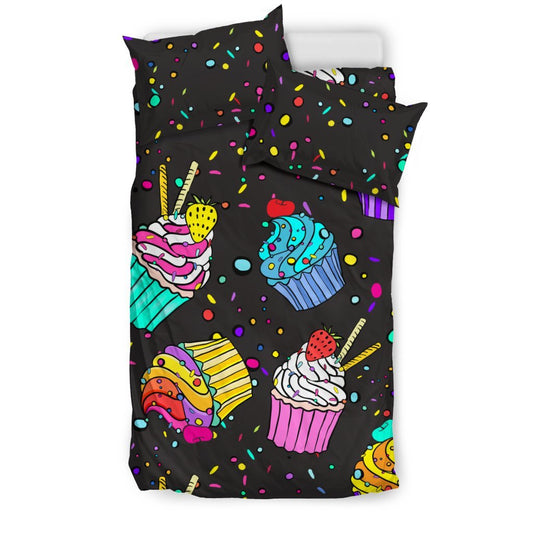 Colorful Cupcake Pattern Duvet Cover Bedding Set