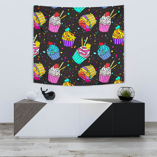 Colorful Cupcake Pattern Wall Tapestry