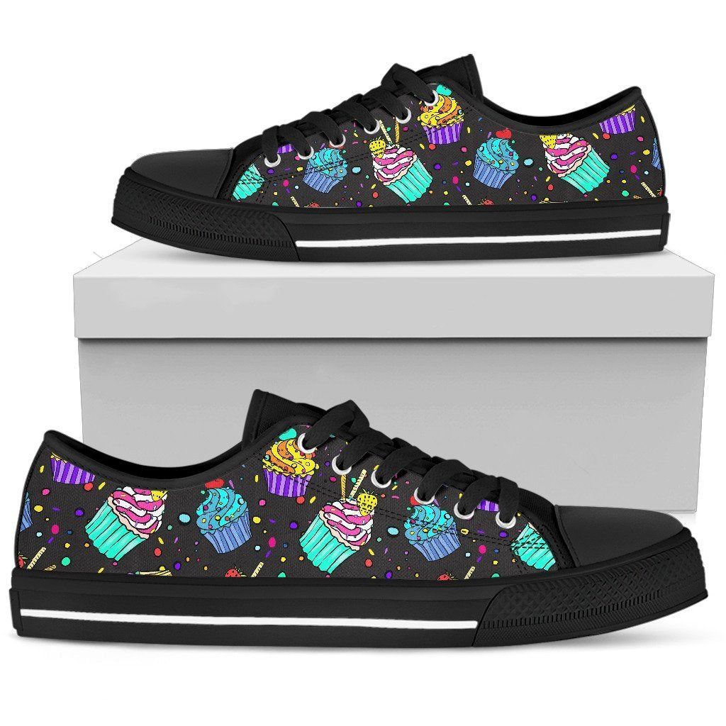 Colorful Cupcake Pattern Women High Top Canvas Shoes