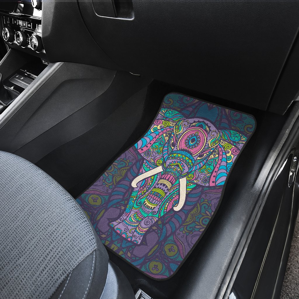 Colorful Elephant Indian Print Car Floor Mats