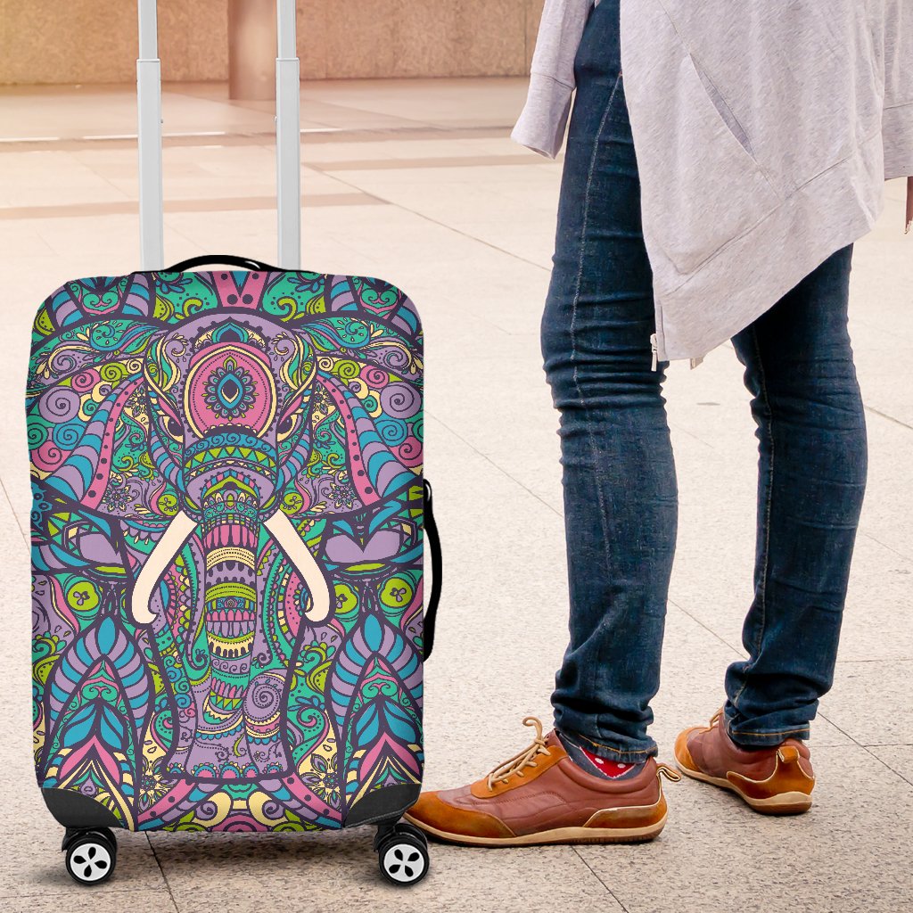 Colorful Elephant Indian Print Luggage Cover Protector