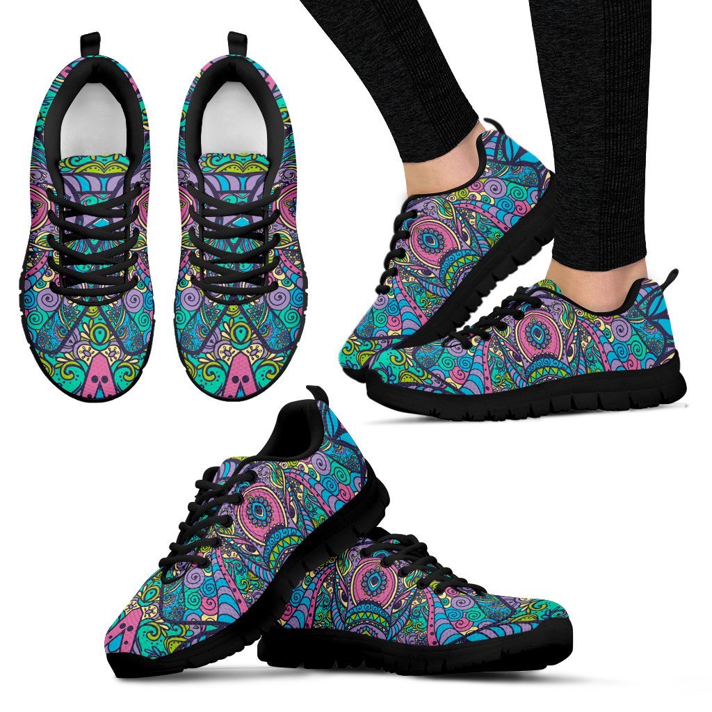Colorful Elephant Indian Print Women Sneakers