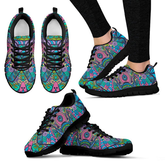 Colorful Elephant Indian Print Women Sneakers