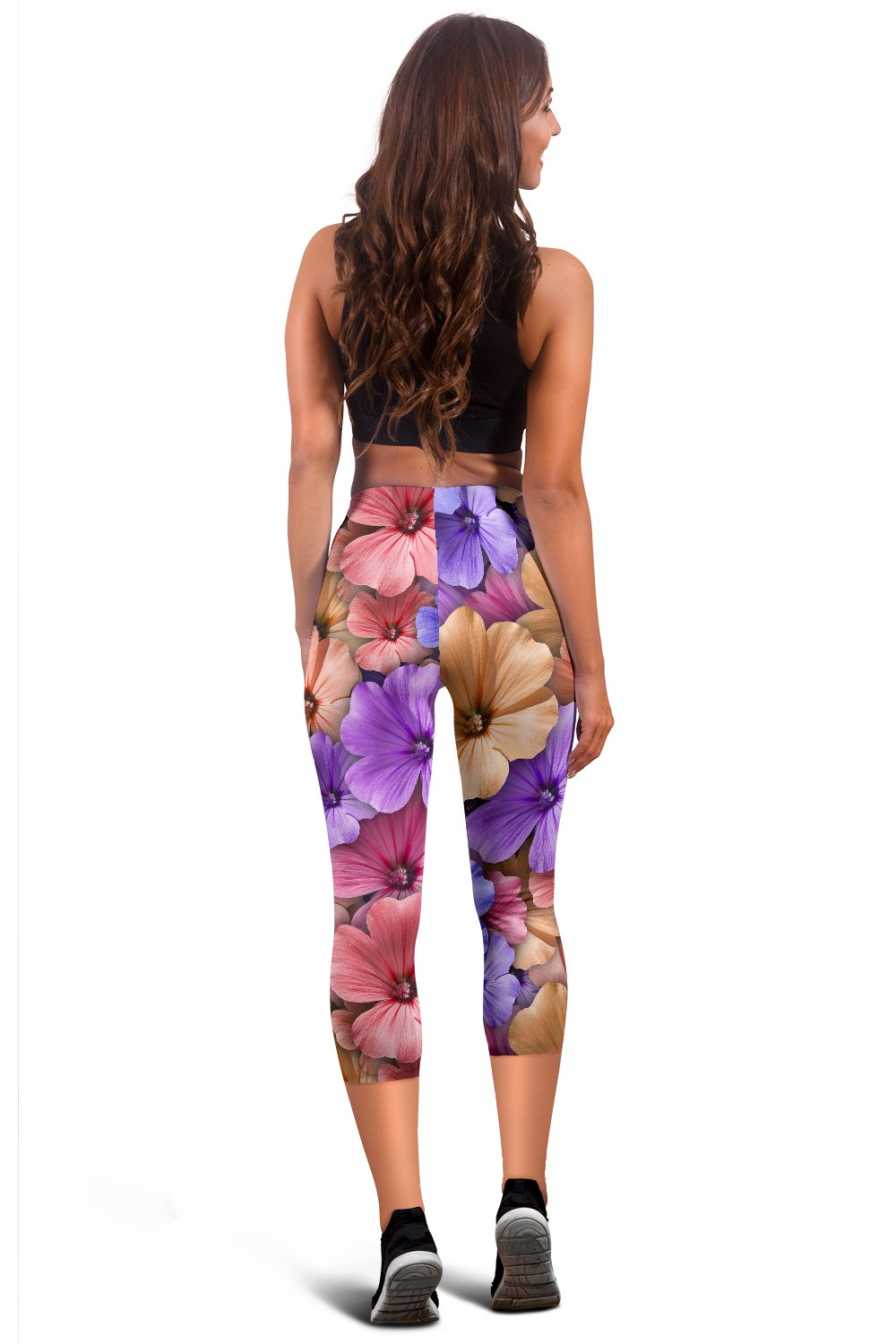 Colorful Geranium Floral Pattern Women Capris
