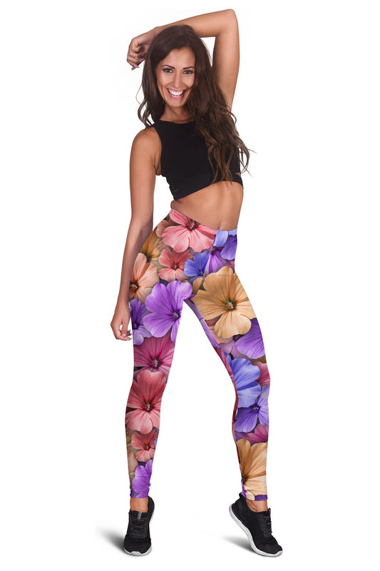 Colorful Geranium Floral Pattern Women Leggings