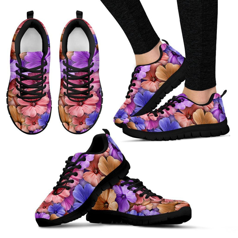 Colorful Geranium Floral Pattern Women Sneakers