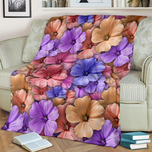 Colorful Geranium Pattern Fleece Blanket