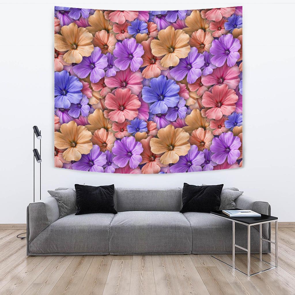 Colorful Geranium Pattern Tapestry