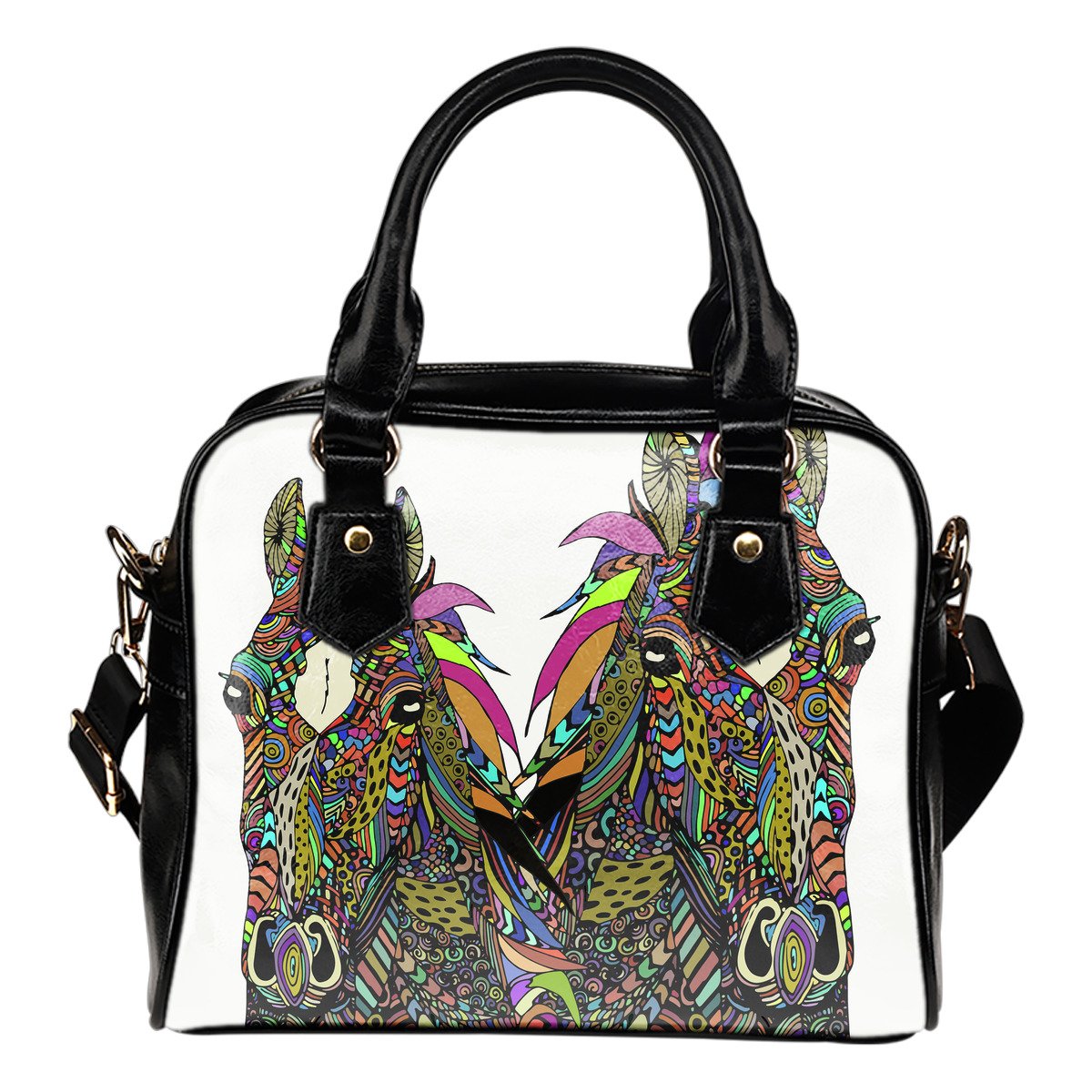 Colorful Horse Leather Shoulder Handbag
