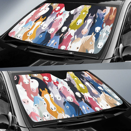Colorful Horse Pattern Car Sun Shade-JorJune