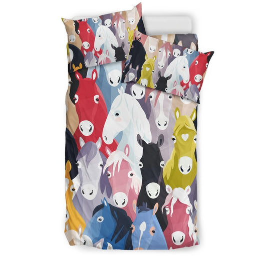 Colorful Horse Pattern Duvet Cover Bedding Set