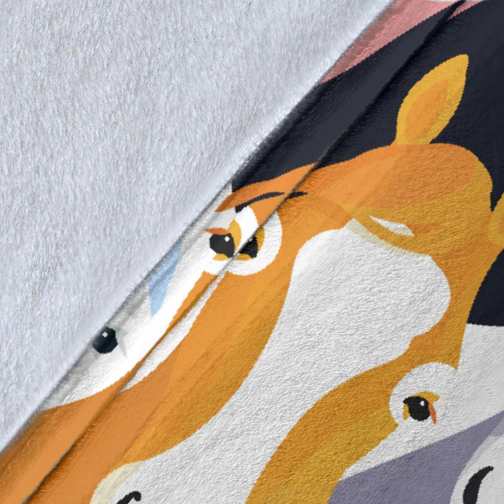 Colorful Horse Pattern Fleece Blanket