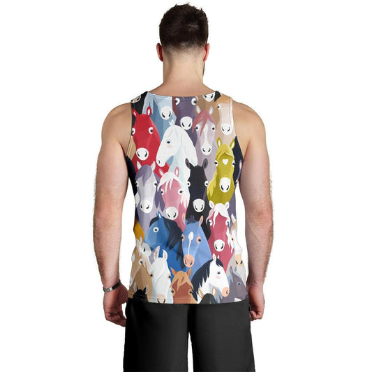 Colorful Horse Pattern Men Tank Top