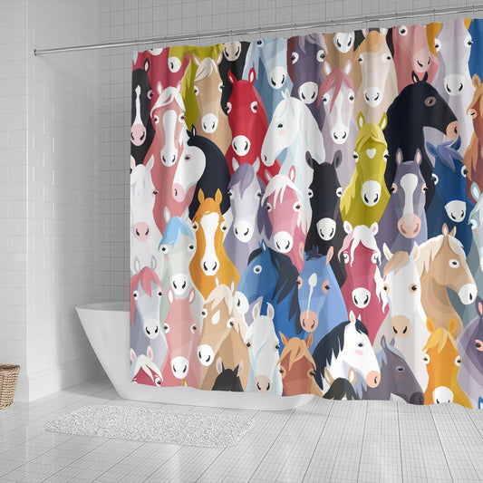 Colorful Horse Pattern Shower Curtain