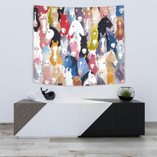 Colorful Horse Pattern Tapestry