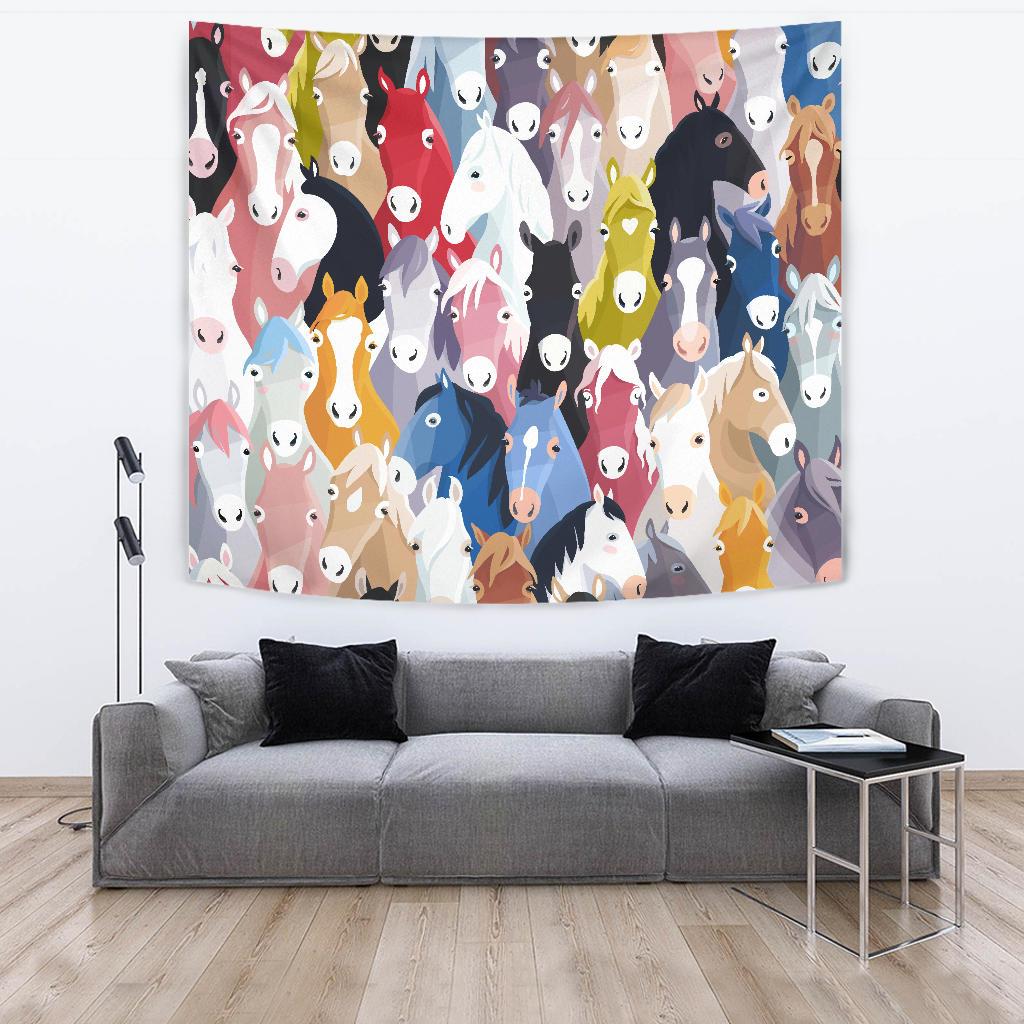 Colorful Horse Pattern Tapestry