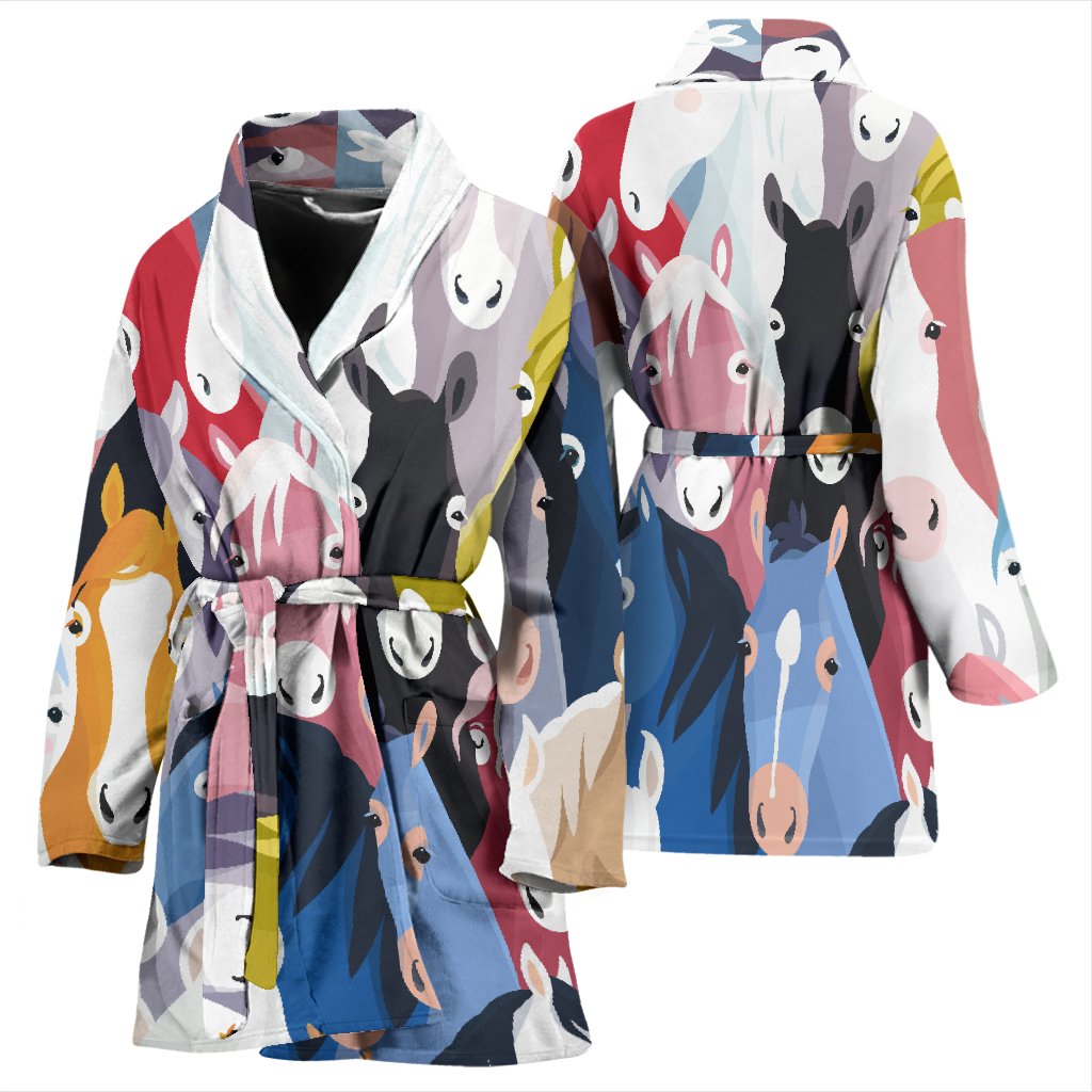 Colorful Horse Pattern Women Bath Robe