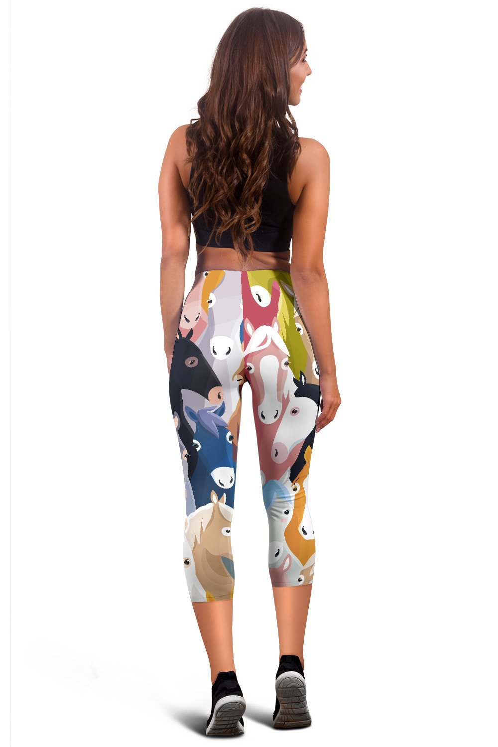 Colorful Horse Pattern Women Capris