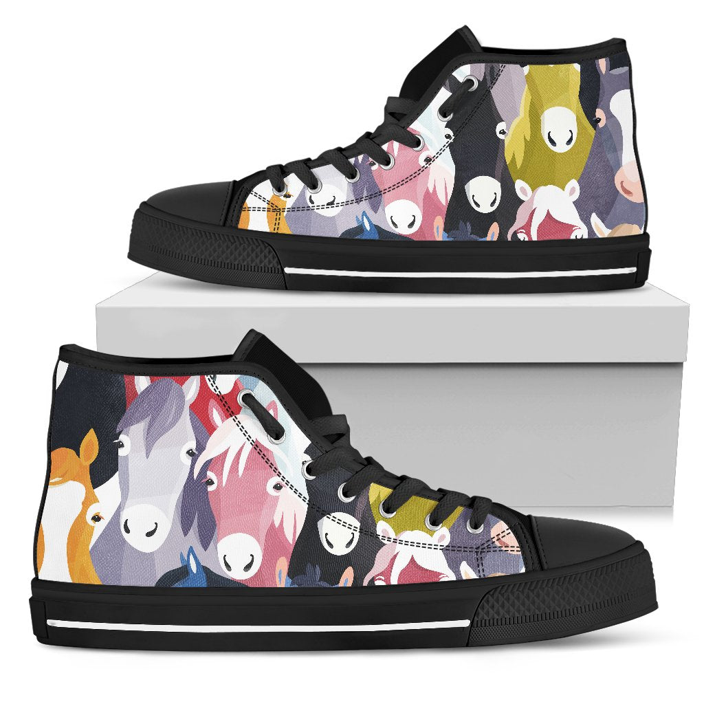 Colorful Horse Pattern Women High Top Shoes
