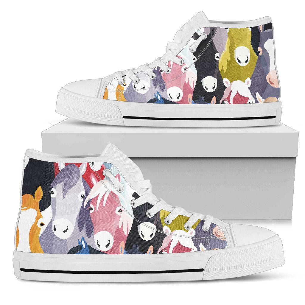 Colorful Horse Pattern Women High Top Shoes
