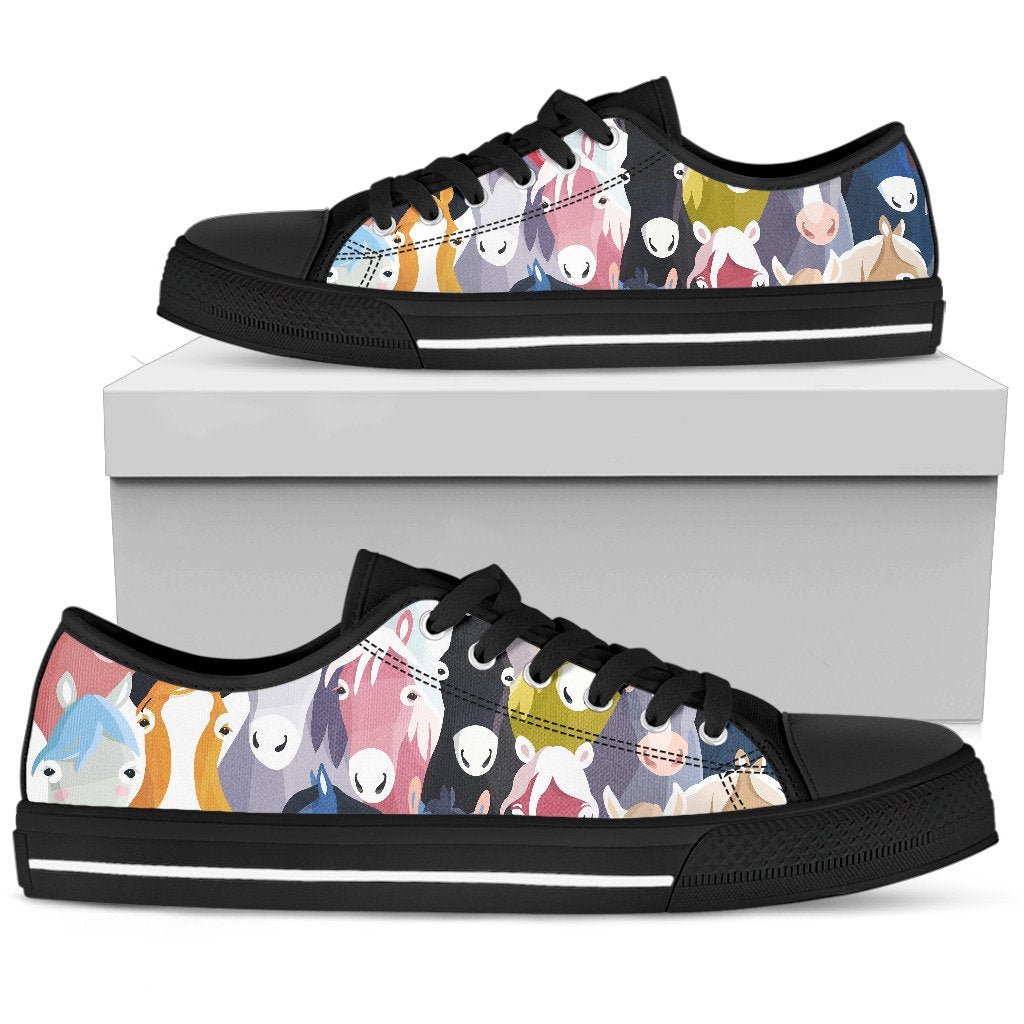 Colorful Horse Pattern Women Low Top Shoes
