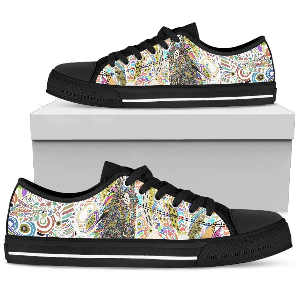 Colorful Horse Women Low Top Canvas Shoes