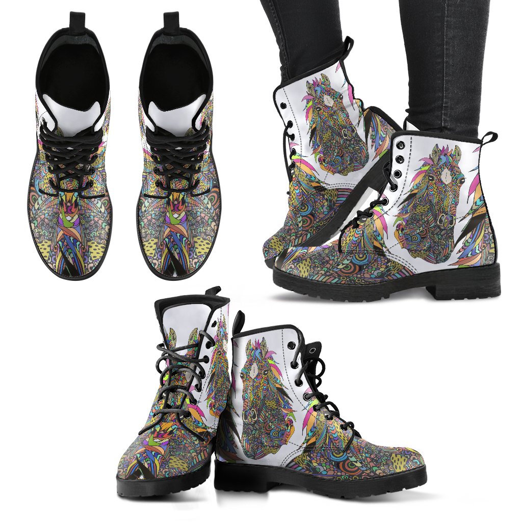 Colorful Horse Women & Men Leather Boots