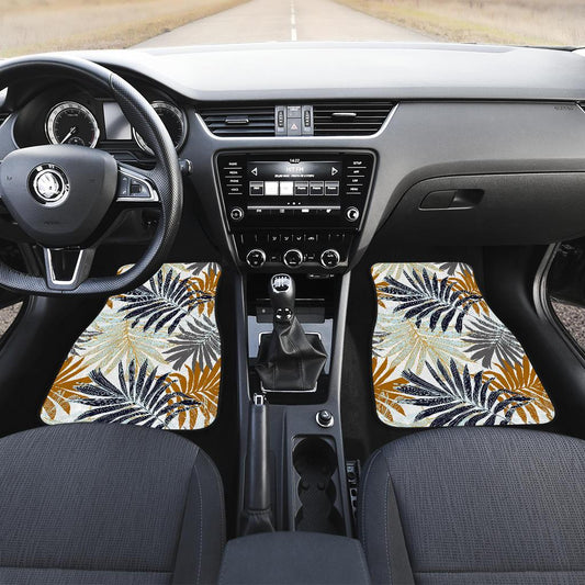 Colorful Tropical Palm Leaves Front and Back Car Floor Mats