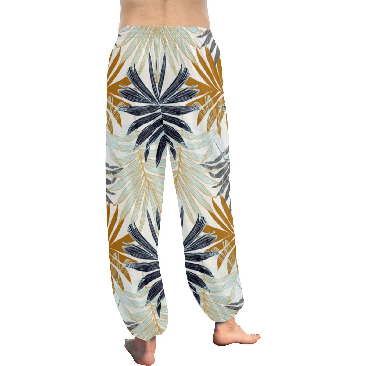 Colorful Tropical Palm Leaves Harem Pants