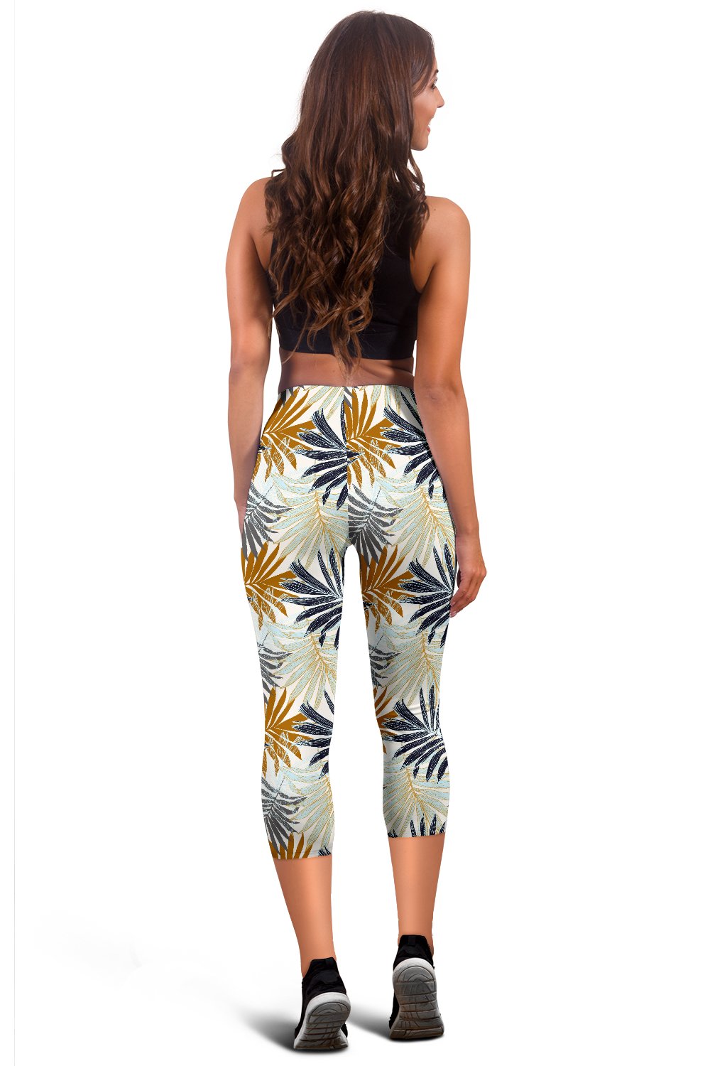 Colorful Tropical Palm Leaves Women Capris