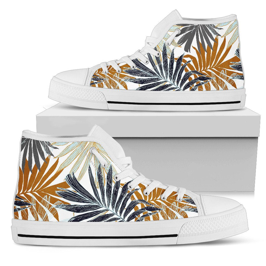 Colorful Tropical Palm Leaves Women High Top Shoes