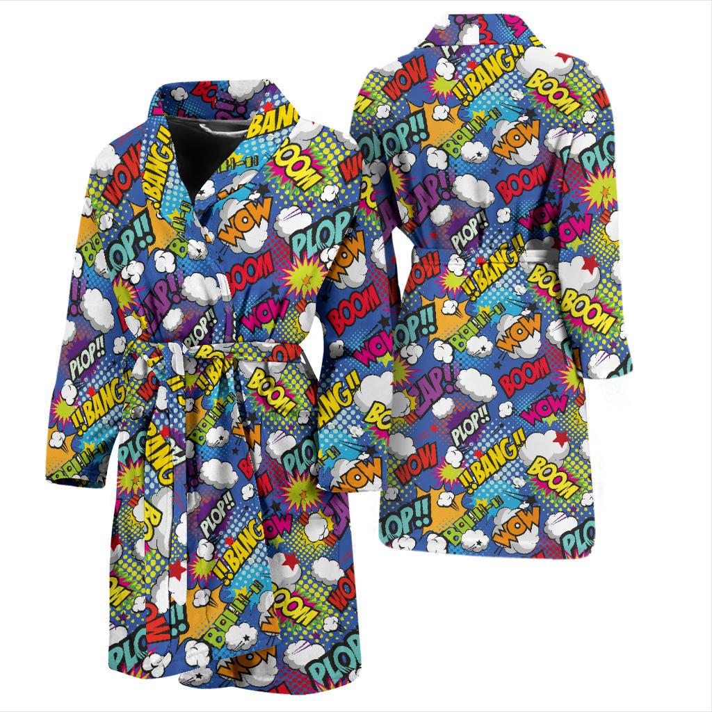 Comic Book Pattern Print Design 02 Men Bathrobe-JORJUNE.COM