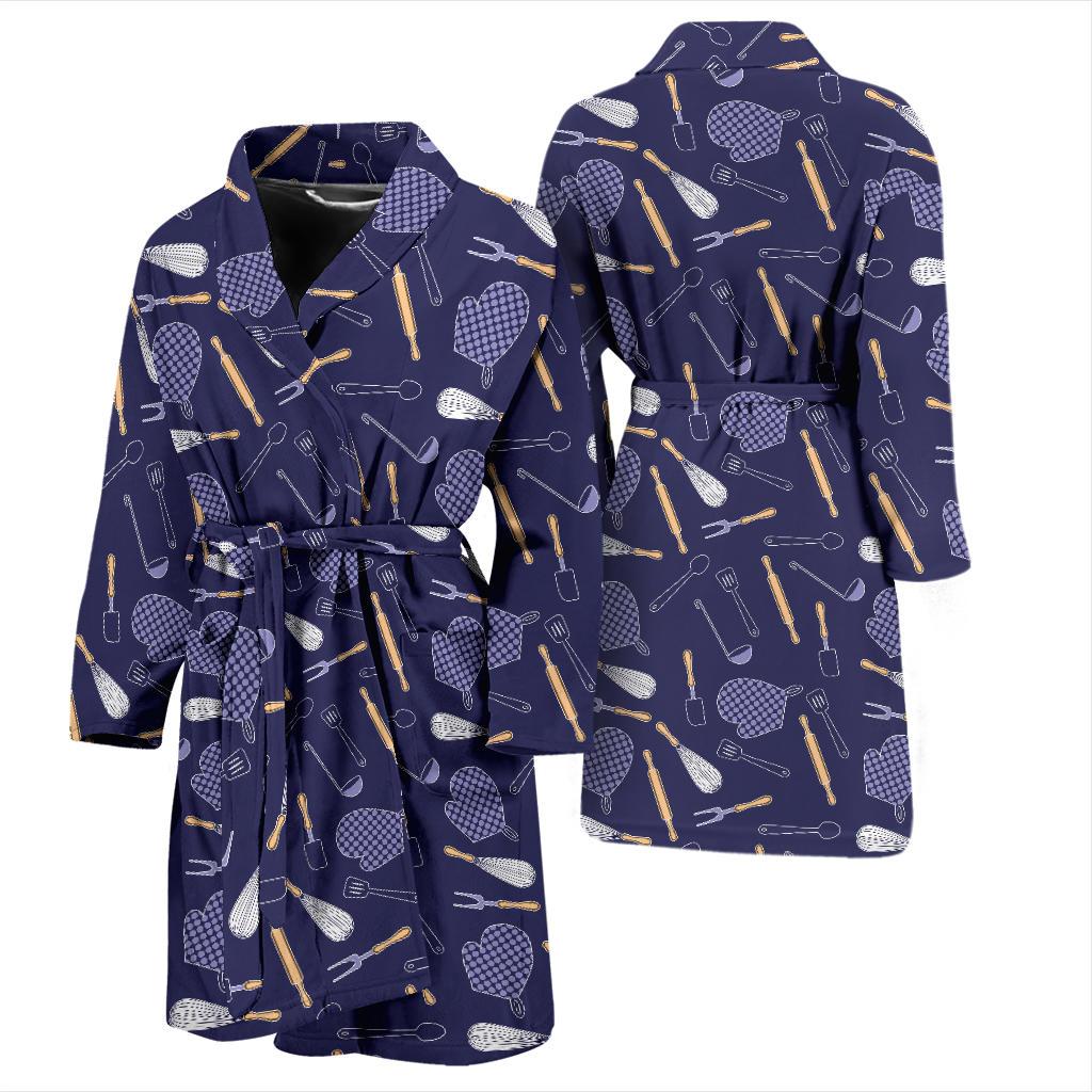 Cooking Kitchen Tools Pattern Print Design 04 Men Bathrobe-JORJUNE.COM
