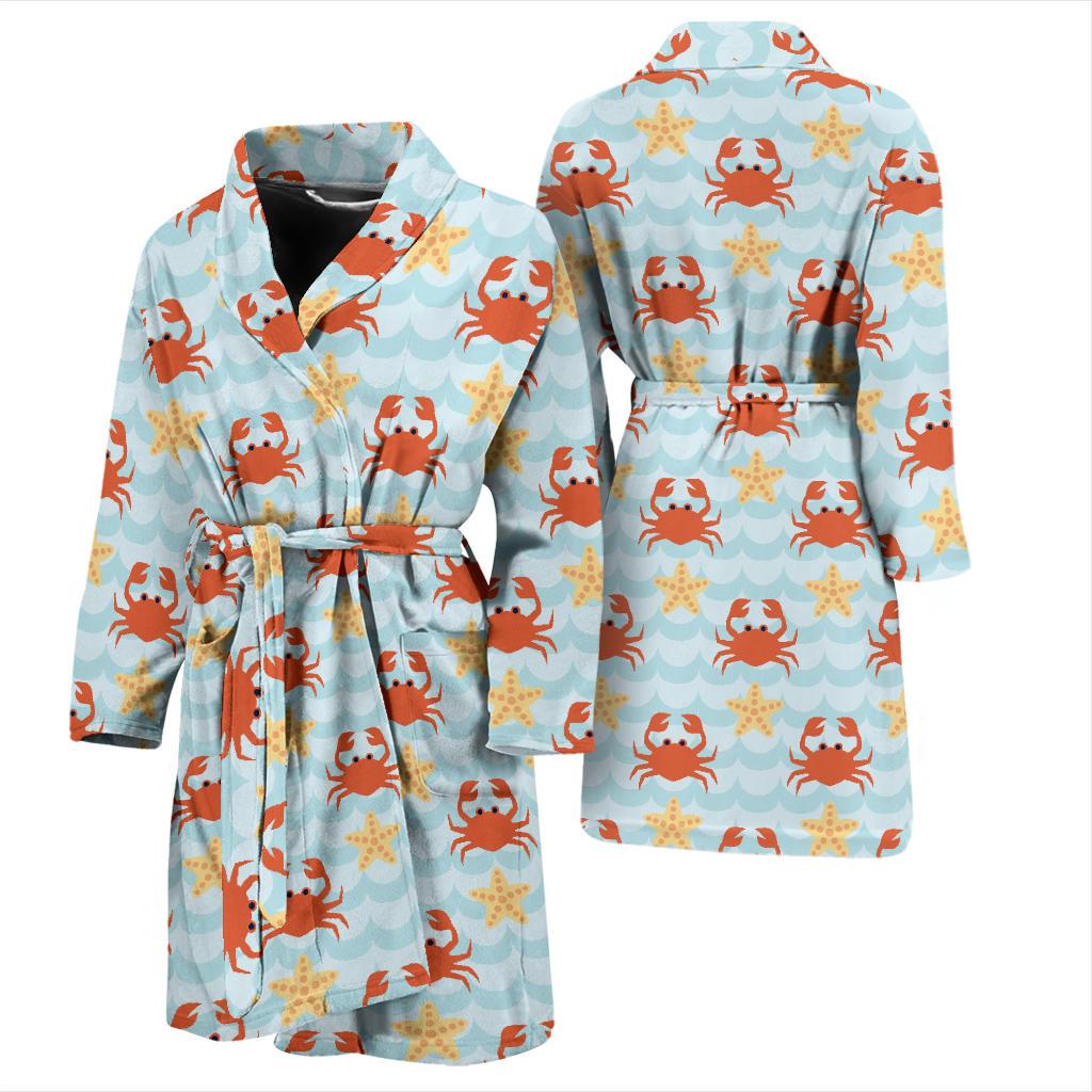 Crab Pattern Print Design 03 Men Bathrobe-JORJUNE.COM
