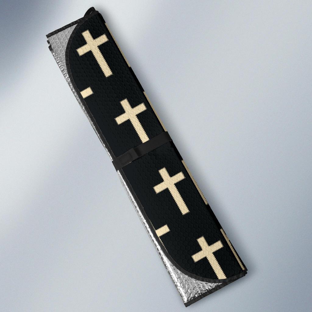 Cross Pattern Print Design 03 Car Sun Shade-JORJUNE.COM
