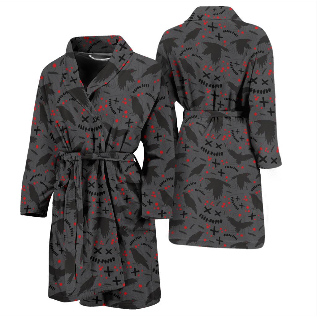 Crow Pattern Print Design 02 Men Bathrobe-JORJUNE.COM