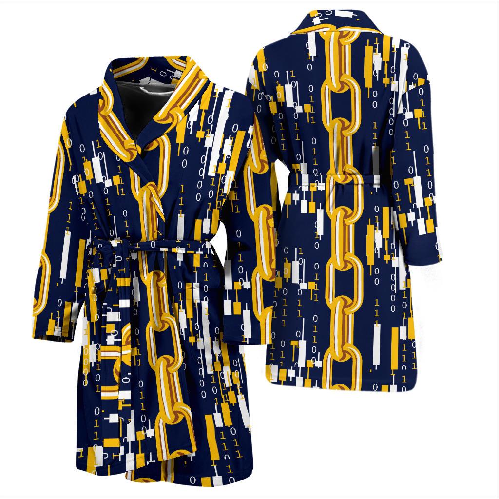 Cryptocurrency Chain Pattern Print Design 03 Men Bathrobe-JORJUNE.COM