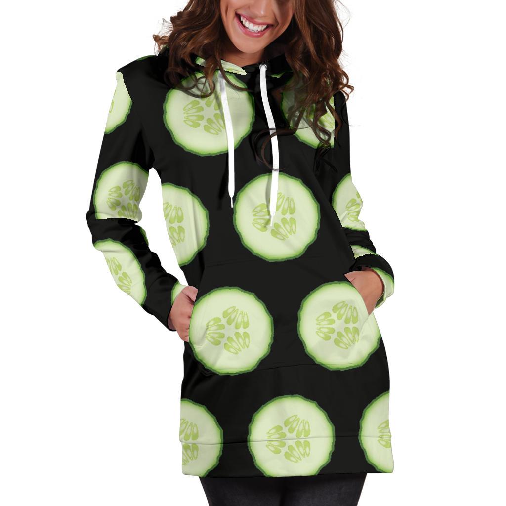 Cucumber Pattern Print Design CC02 Women Hoodie Dress