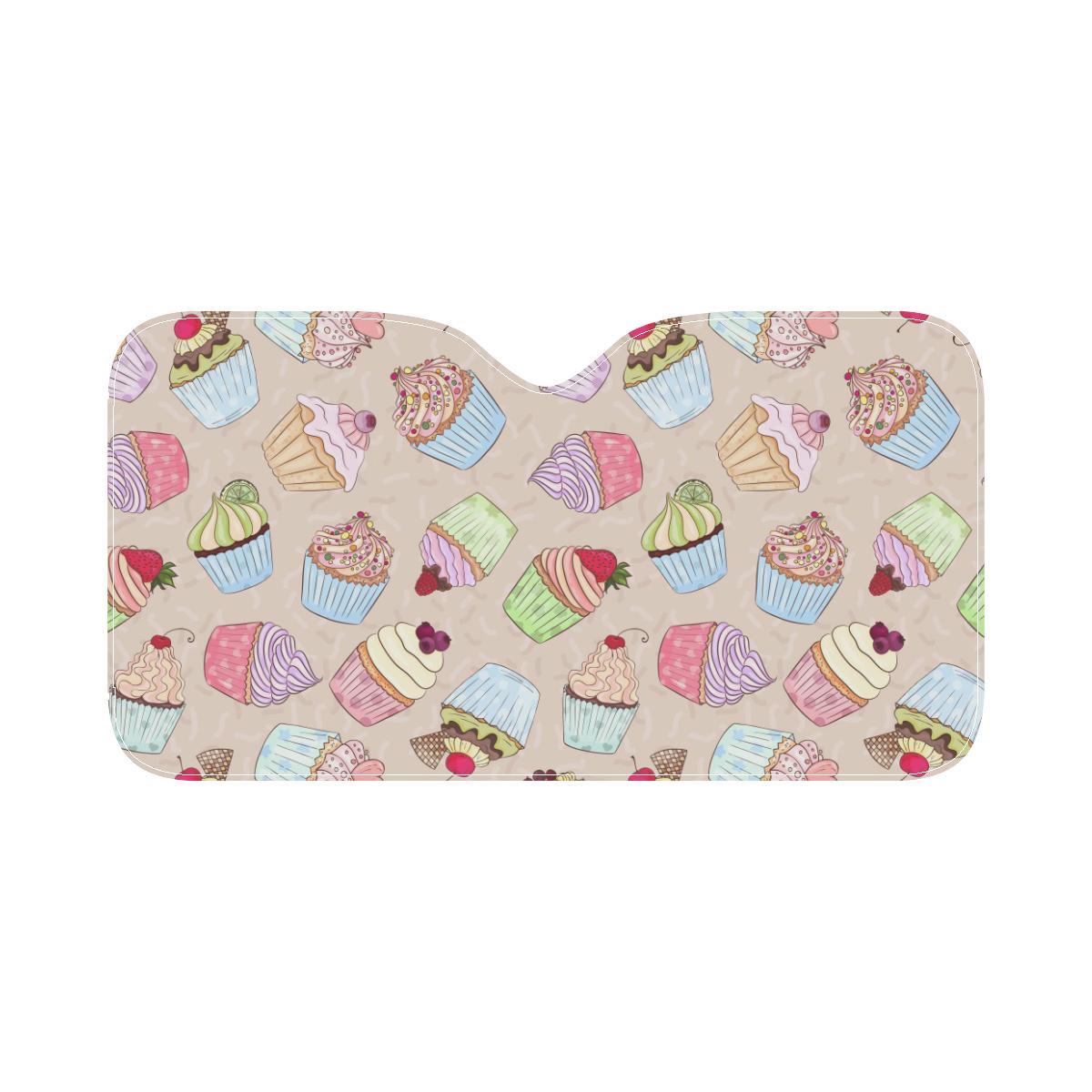 Cupcake Pattern Print Design CP06 Car Sun Shade-JorJune