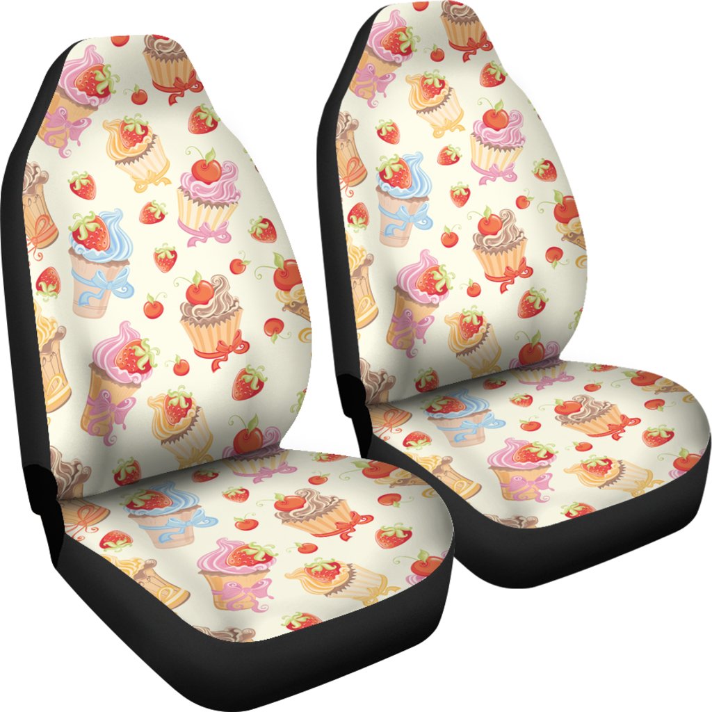 Cupcakes Strawberry Cherry Print Universal Fit Car Seat Covers