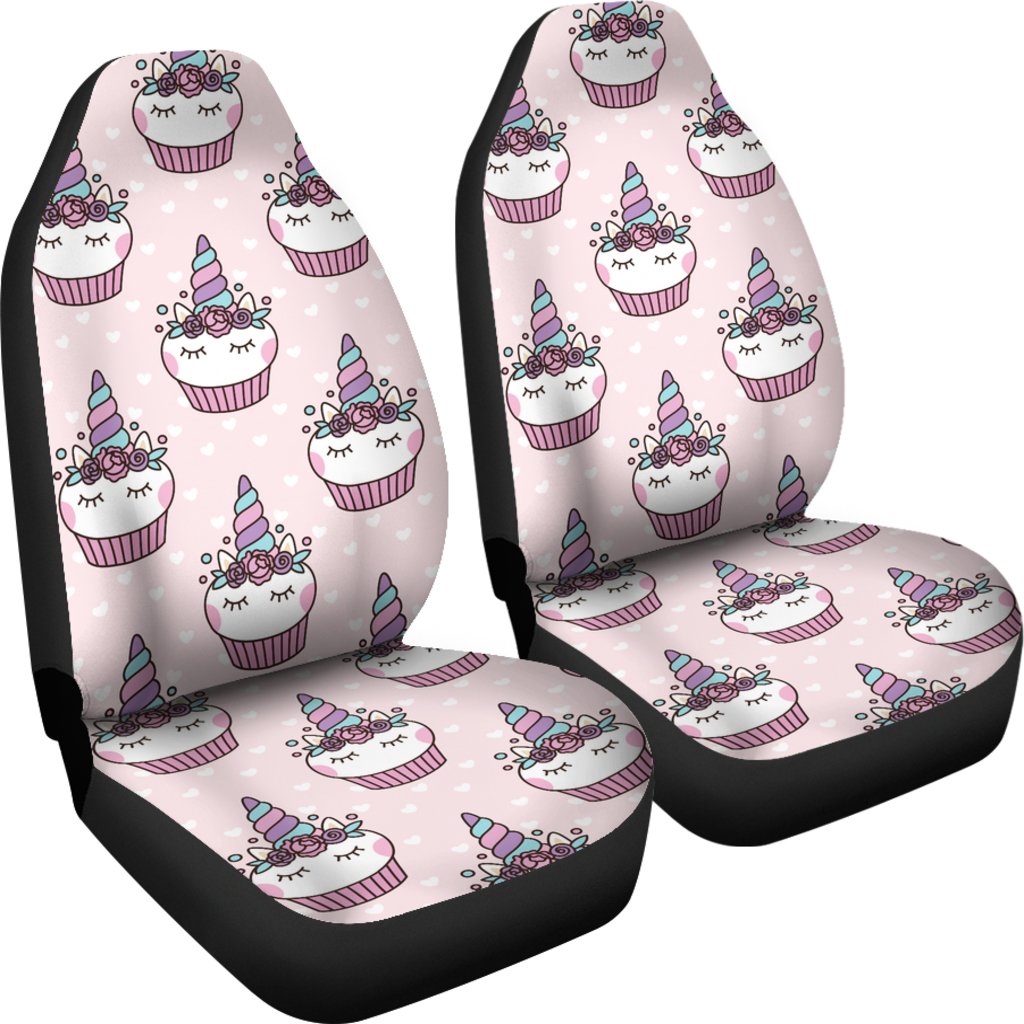 Cupcakes Unicorn Print Pattern Universal Fit Car Seat Covers