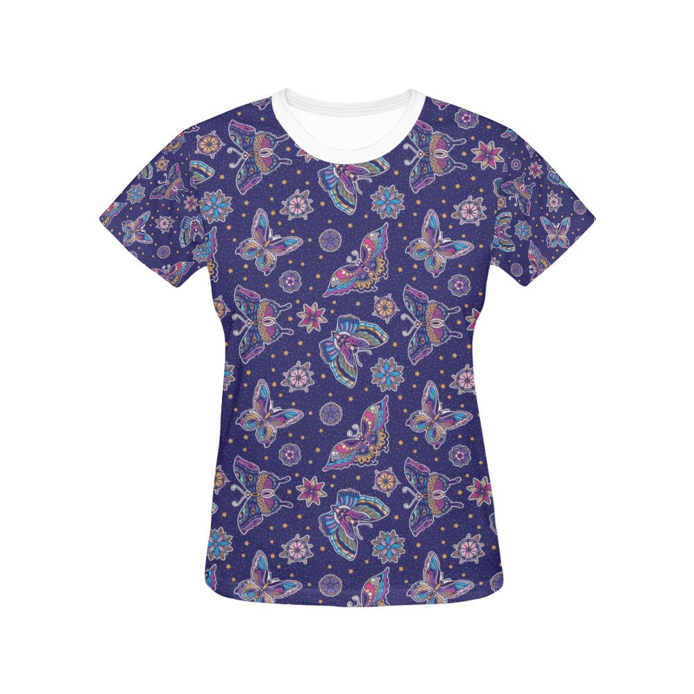 Butterfly Print Design LKS303 Women's  T-shirt