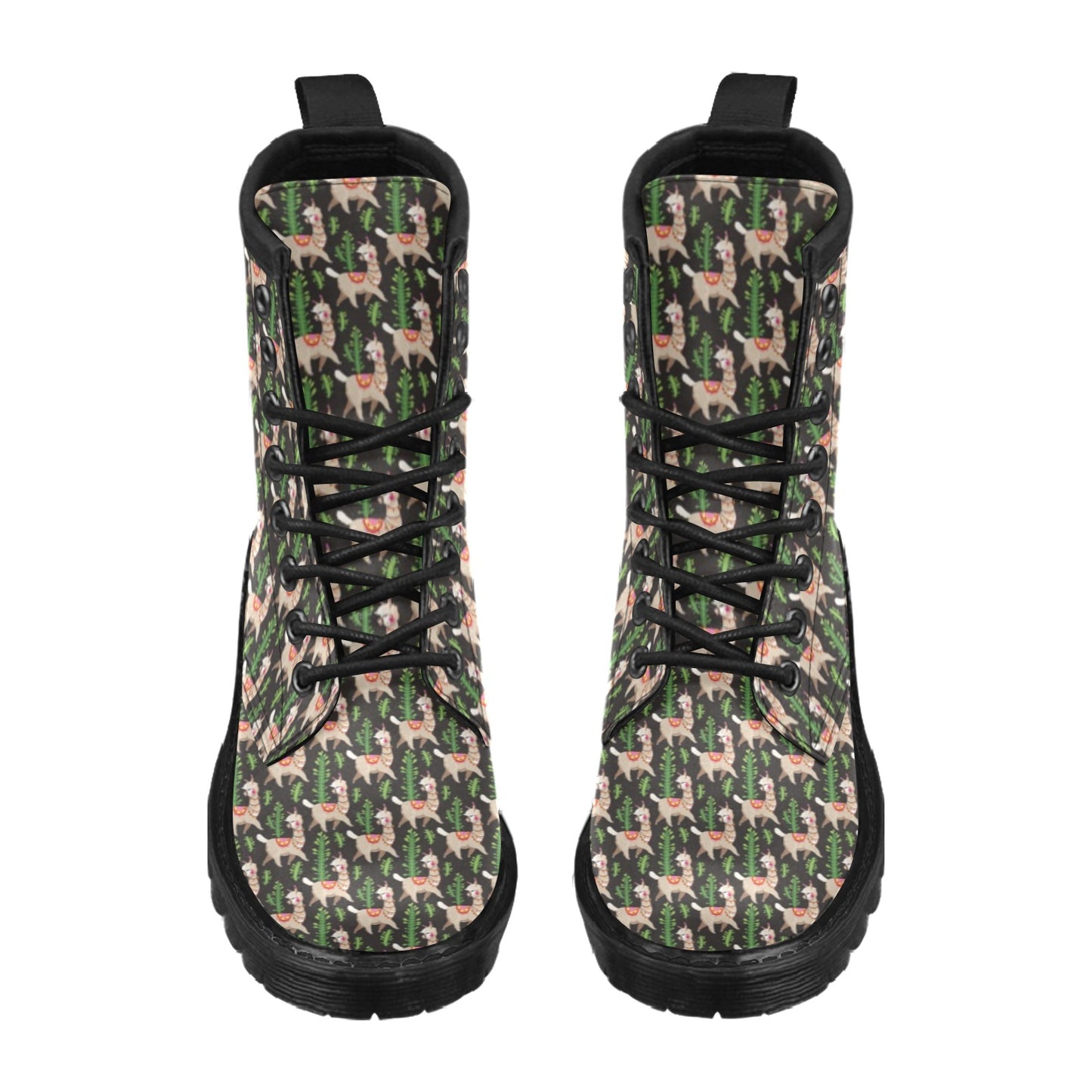 Alpaca Cactus Design Themed Print Women's Boots
