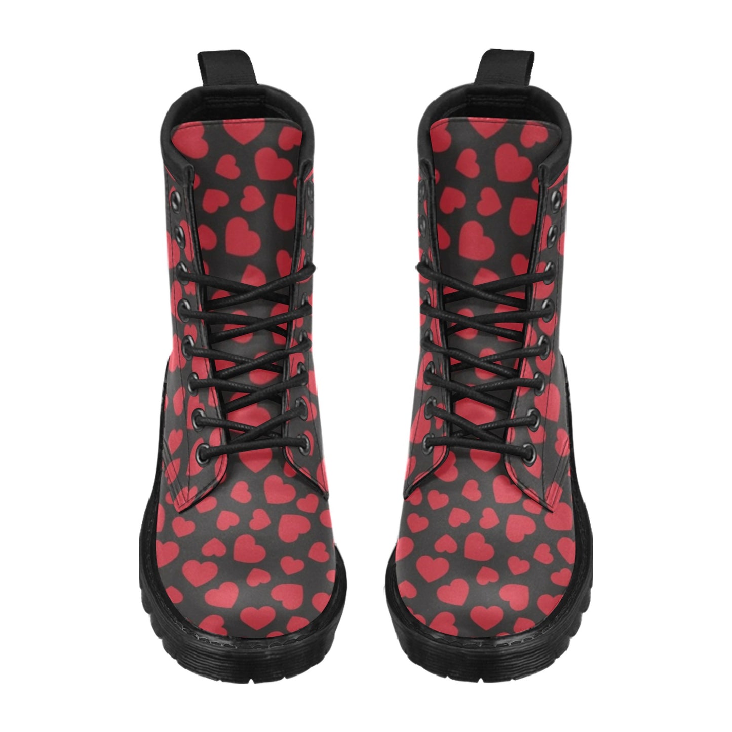 Heart Red Pattern Print Design HE01 Women's Boots