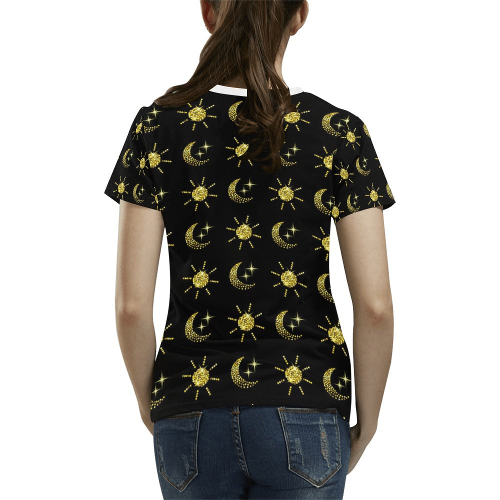 Sun Moon Print Design LKS304 Women's T-shirt