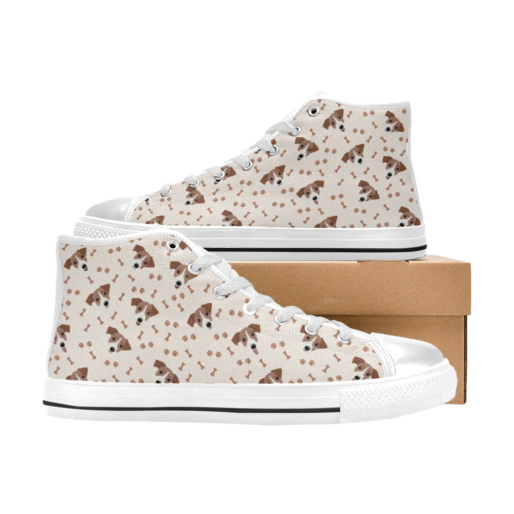 Russell Terriers Paw Print Design LKS303 High Top Women's White Shoes