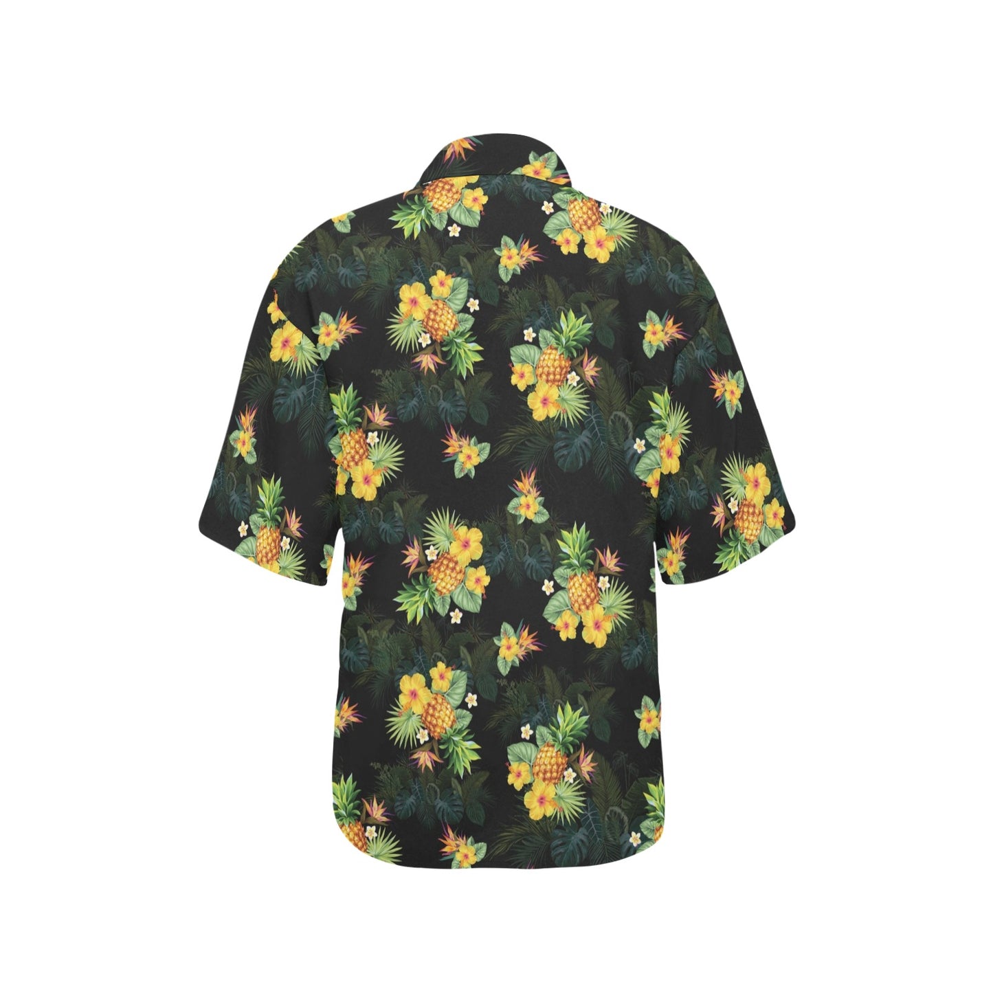 Pineapple Tropical Flower Print Pattern Women's Hawaiian Shirt